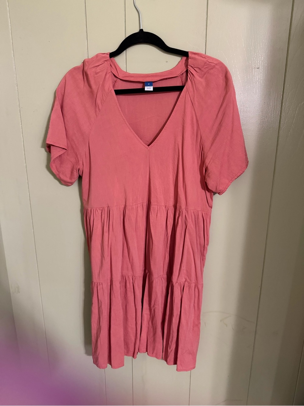 Old Navy Coral Pink Tiered V-Neck Midi Dress